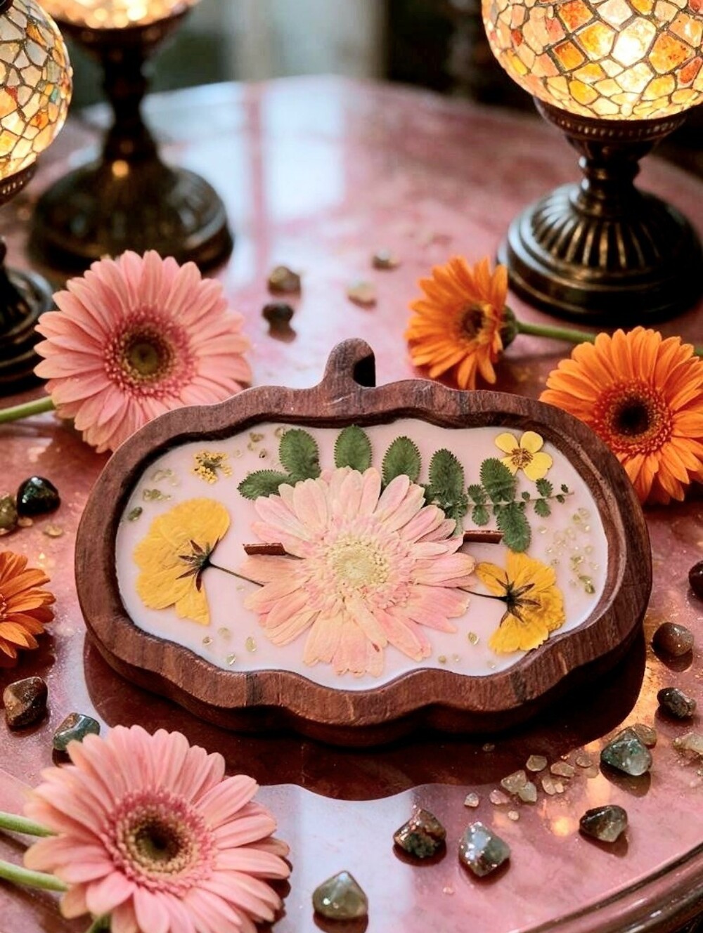 Hand crafted, Wicked Worthy Wax, Pastel Pumpkin wooden candle